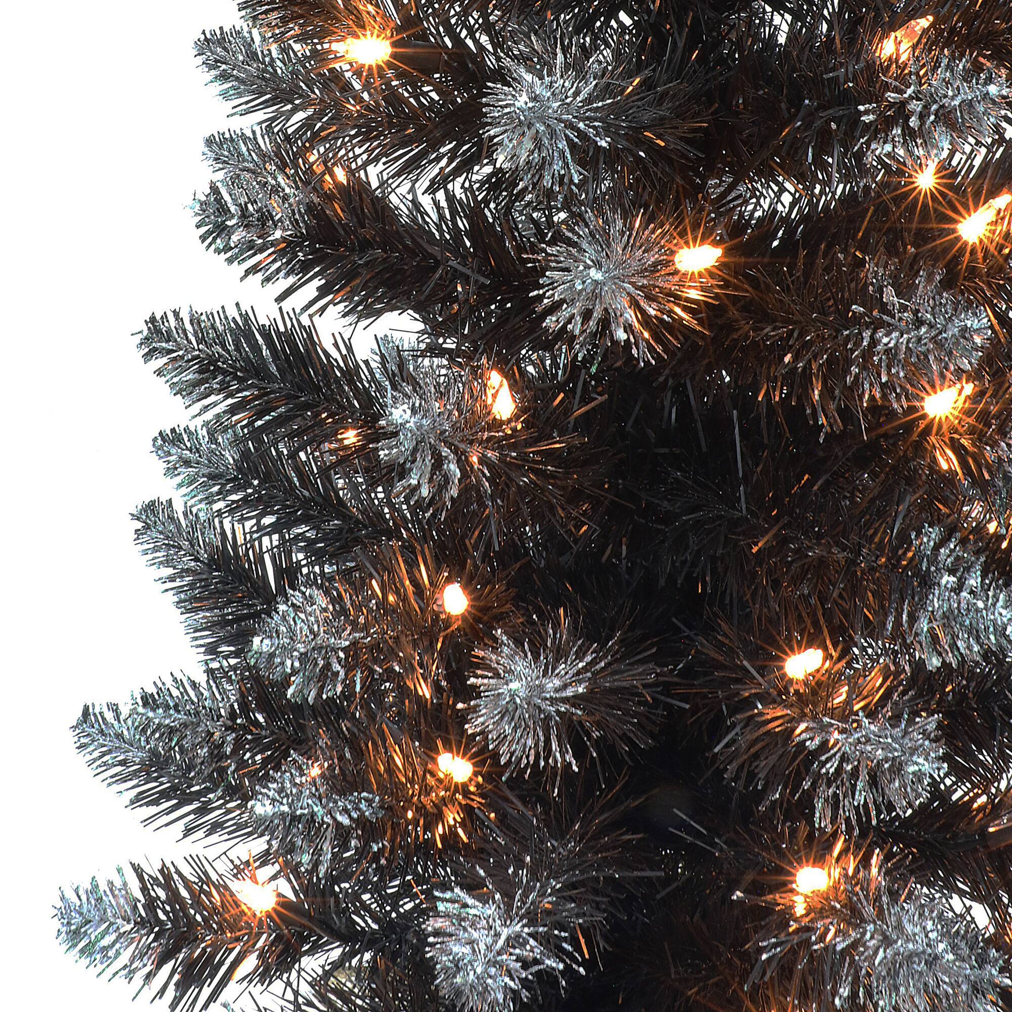 6 Pack: 3ft. Pre-Lit Black Pine Artificial Christmas Tree, Clear Incandescent Lights